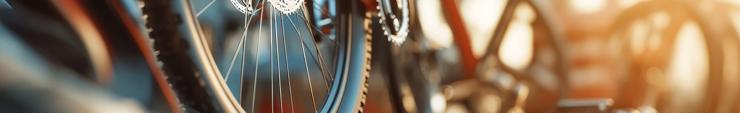 自転車のホイールとギア部分のクローズアップ写真